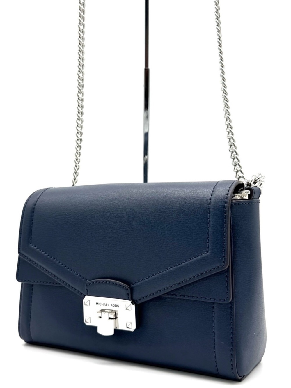 Michael Kors Kinsley Medium Shoulder Flap Crossbody Bag Navy Blue